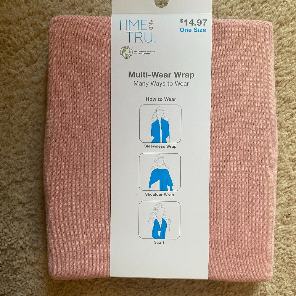 Time And Tru Multi Wear Wrap. Color Pink, Shoulder wrap , Sleeveless Wrap NWT
